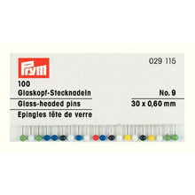 Load image into Gallery viewer, Glass-headed pins, 0.60 mm x 30 mm, assorted colors