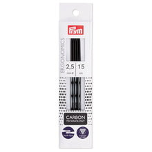 將圖片載入圖庫檢視器 Double-pointed knitting needle, carbon technology, ergonomics 15 cm x 2.5 mm