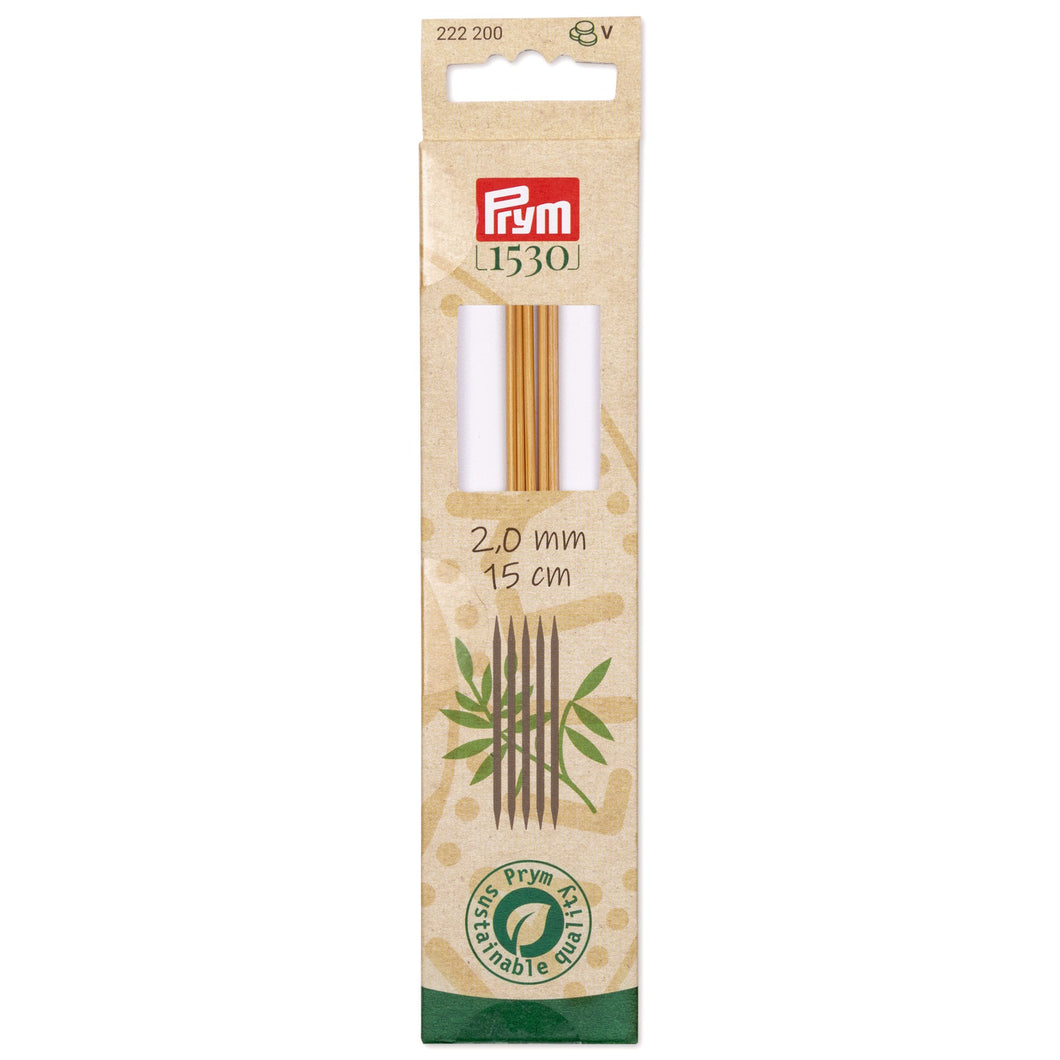 Prym 1530 double-pointed and glove knitting pins, 15 cm, bamboo