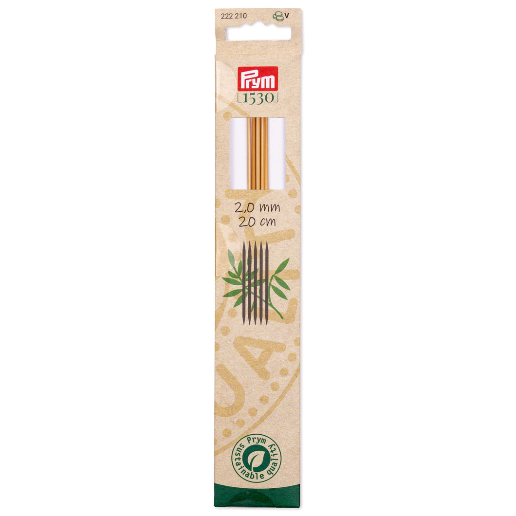 Prym 1530 double-pointed and glove knitting pins, 20 cm, bamboo