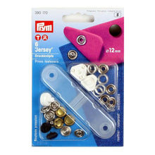 將圖片載入圖庫檢視器 Non-sew press fasteners JERSEY, smooth cap 12 mm, black, 6 pieces
