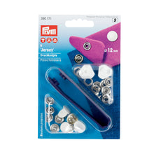 將圖片載入圖庫檢視器 Non-sew press fasteners JERSEY, smooth cap 12 mm, white, 6 pieces