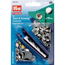 Load image into Gallery viewer, Non-sew fasteners SPORT &amp; CAMPING, 15 mm Silver
