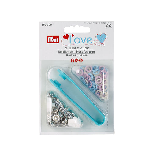 Prym Love color Jersey press fasteners Pale pink, light blue, pearl