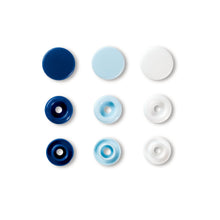 Load image into Gallery viewer, Prym Love color press fasteners, 12.4 mm, assorted colors Blue, white, light blue