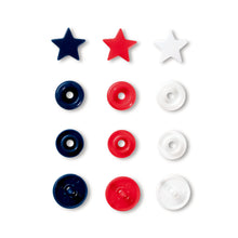 Load image into Gallery viewer, Prym Love color press fasteners, star Red, white, navy
