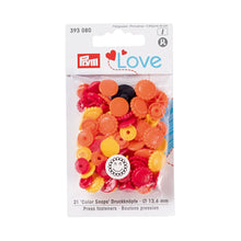 Load image into Gallery viewer, Prym Love color press fasteners, flower Yellow, red, orange
