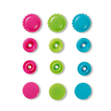 將圖片載入圖庫檢視器 Prym Love color press fasteners, flower Turquoise, green, pink