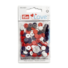 將圖片載入圖庫檢視器 Prym Love Color Snaps Mini, 9 mm Red, white, navy blue