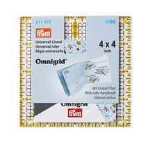 Load image into Gallery viewer, Universal ruler, inch scale, Omnigrid 4 inch x 4 inch
