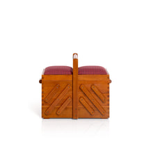 將圖片載入圖庫檢視器 Sewing box wood with fabric M, natural dark