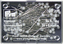 Load image into Gallery viewer, Glass-headed pins, 0.60 mm x 30 mm, black / white
