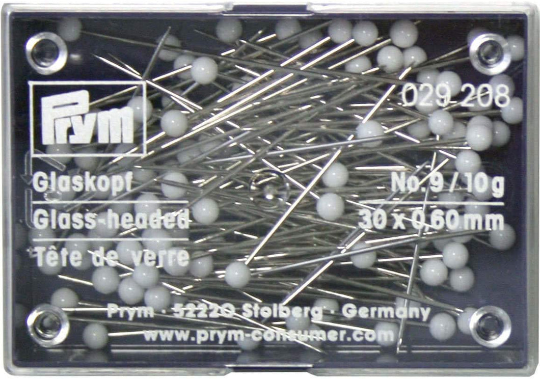 Glass-headed pins, 0.60 mm x 30 mm, black / white