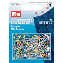 Load image into Gallery viewer, Glass-headed pins, 0.60 mm x 30 mm, assorted colors
