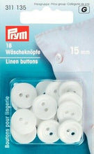 Load image into Gallery viewer, Linen buttons, plastic, 15mm White
