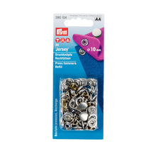 Load image into Gallery viewer, Non-sew press fasteners JERSEY, smooth cap 10 mm, silver, refill, 20 pieces
