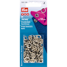 Load image into Gallery viewer, Non-sew press fasteners JERSEY, pronged ring Silver, refill, 20 pieces
