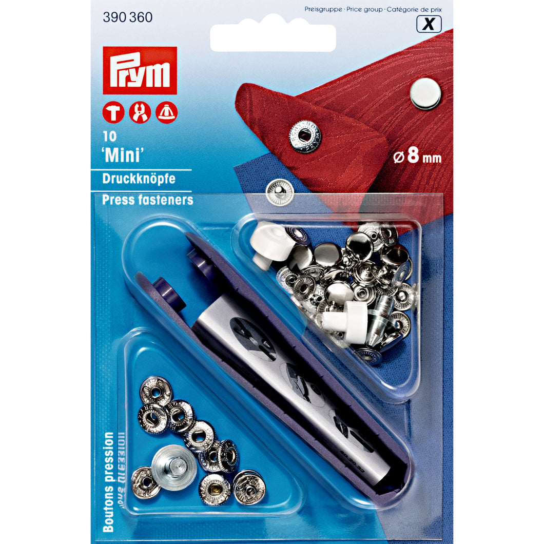 Non-sew fasteners Mini, 8 mm Standard, 10 pieces