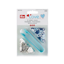Load image into Gallery viewer, Prym Love color Jersey press fasteners Blue, white, light blue
