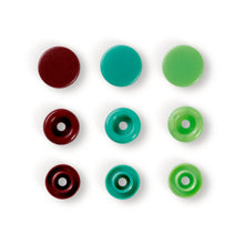 Load image into Gallery viewer, Prym Love color press fasteners, 12.4 mm, assorted colors Green, light green, brown

