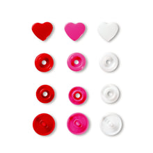 Load image into Gallery viewer, Prym Love color press fasteners, heart Red, white, pink
