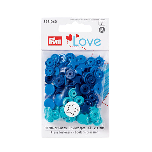Prym Love color press fasteners, star Blue, turquoise, ink