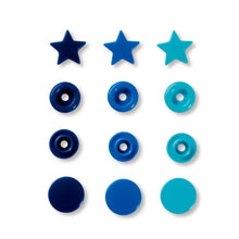 Load image into Gallery viewer, Prym Love color press fasteners, star Blue, turquoise, ink
