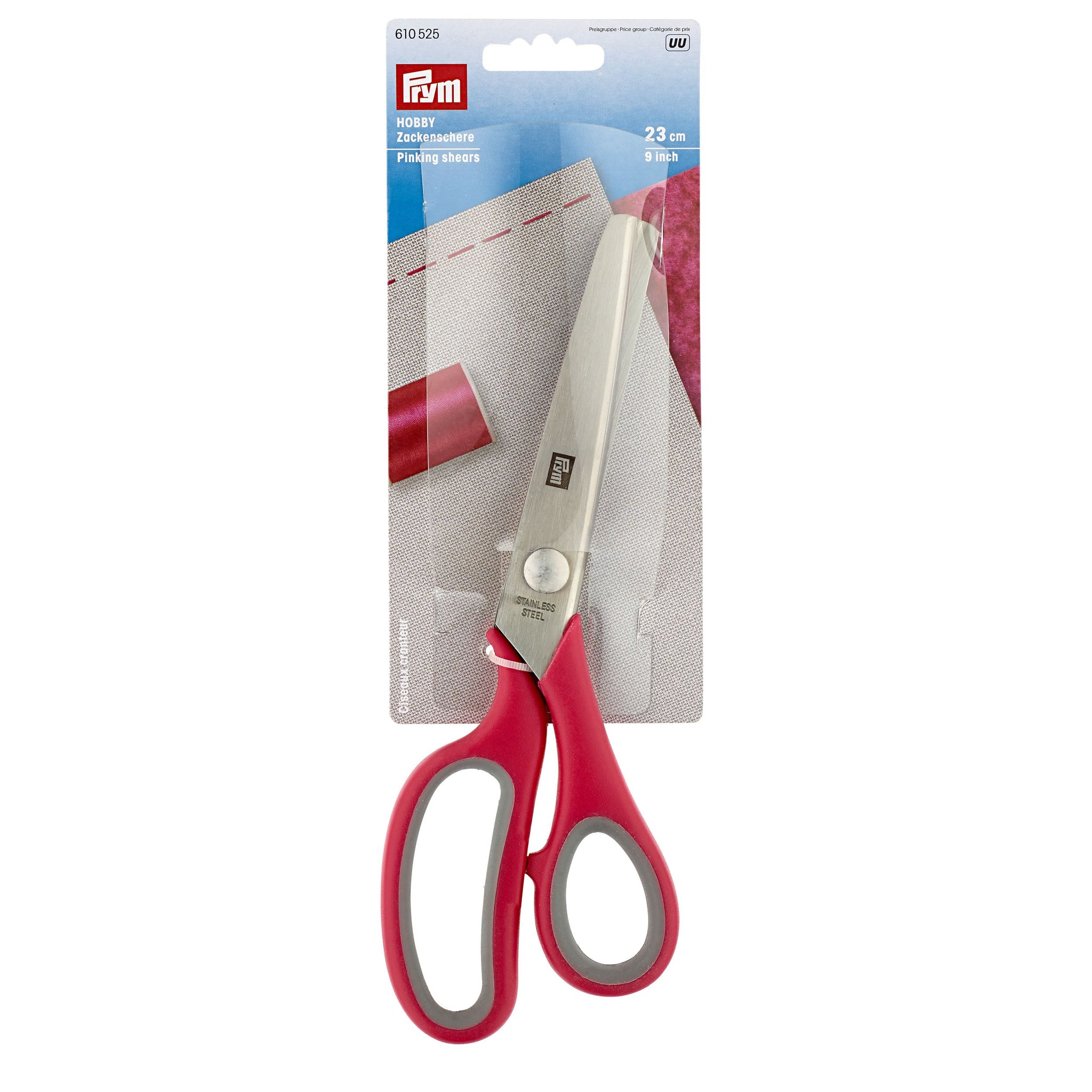 Prym Sewing Scissors - 8 3/4 Inch (23 Cm), Stainless Steel Blades, Red Handle, For Right & Left Hand