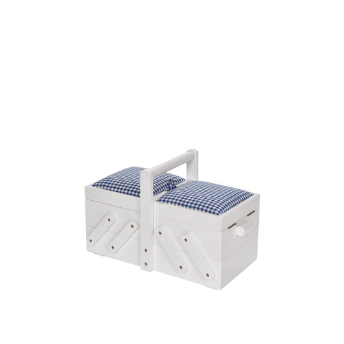 Sewing box wood with fabric S, white